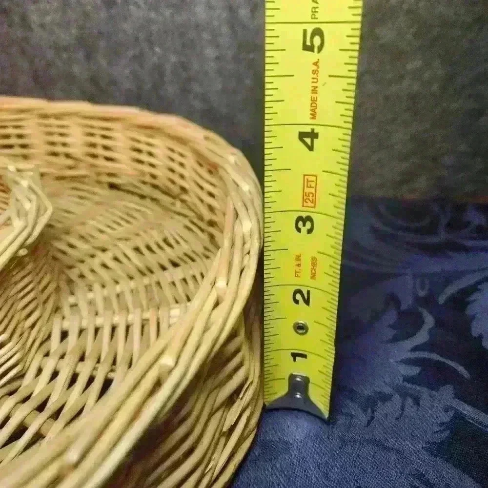 LARGE WICKER DIPPING BOWL BASKET, Natural Round Woven Chip Dip Basket Tray 12